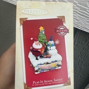 VINTAGE 03’ Hallmark Santa and Snowman Ornament
